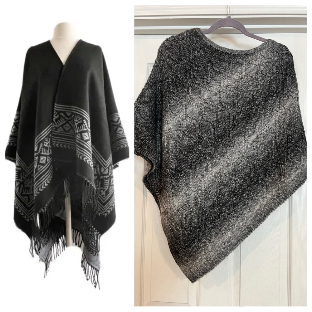 BUNDLE Soft Surroundings Blanket Poncho J Jill Pure Jill Cableknit Poncho